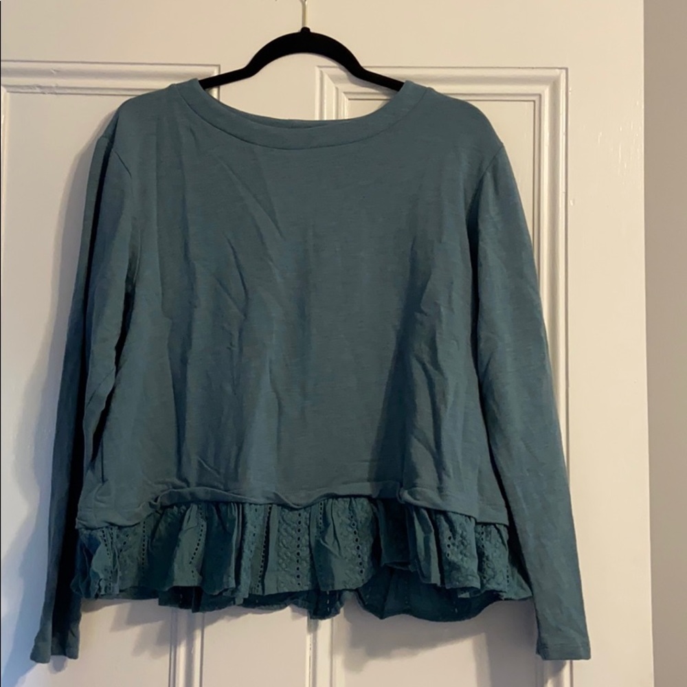 Altar’d State Cornflower Blue Lace Trim Top